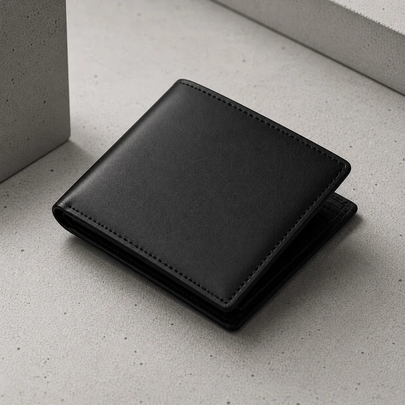 Portefeuille Homme Noir Cuir Véritable Compact Anti RFID