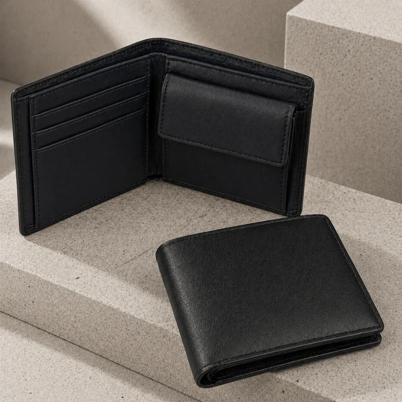 Portefeuille Homme Cuir Slim 10 Cartes RFID Porte-Monnaie