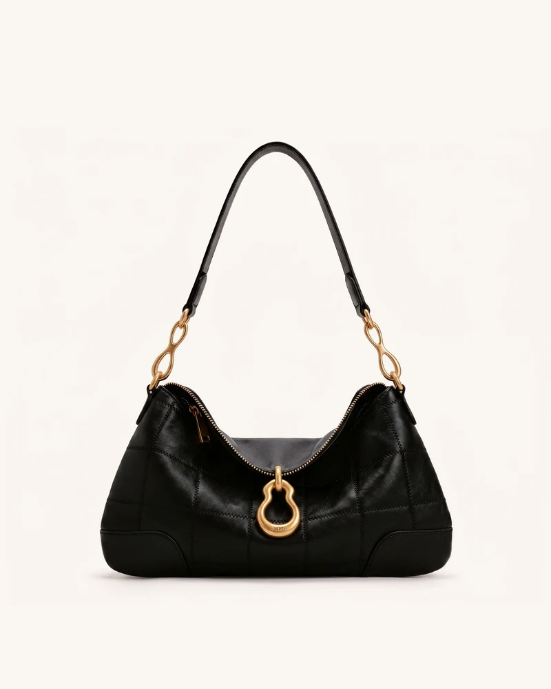Jayla Sac à bandoulière orné d'un pendentif métallique - Noir anthracite