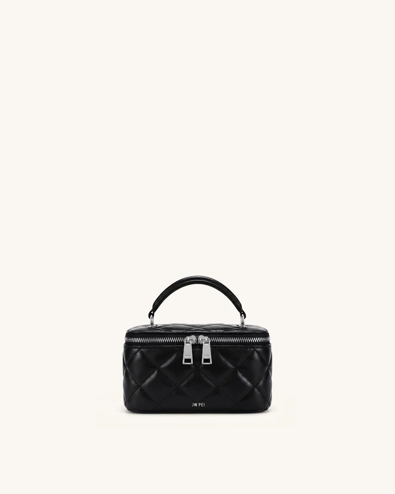 Vivienne Sac vanity matelassé à poignée supérieure - Noir