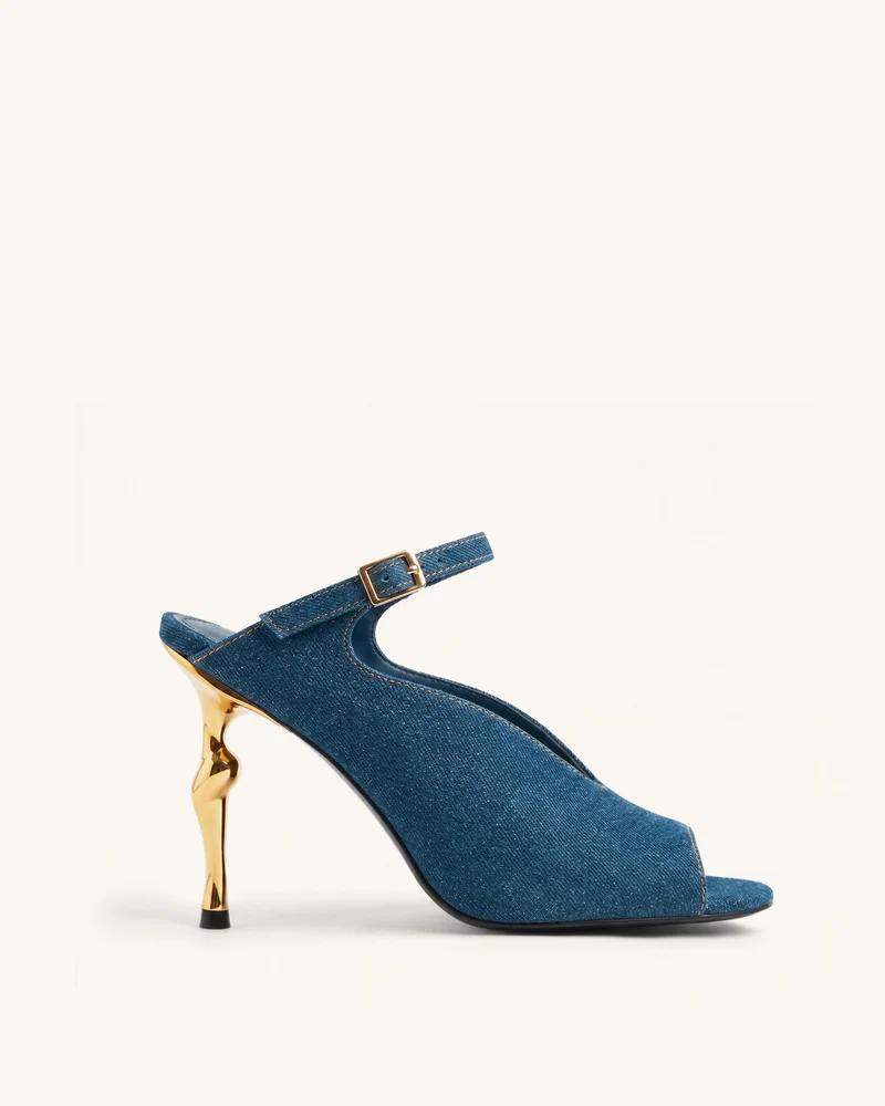 Alivia Talons peep-toe en métal doré - Bleu jean