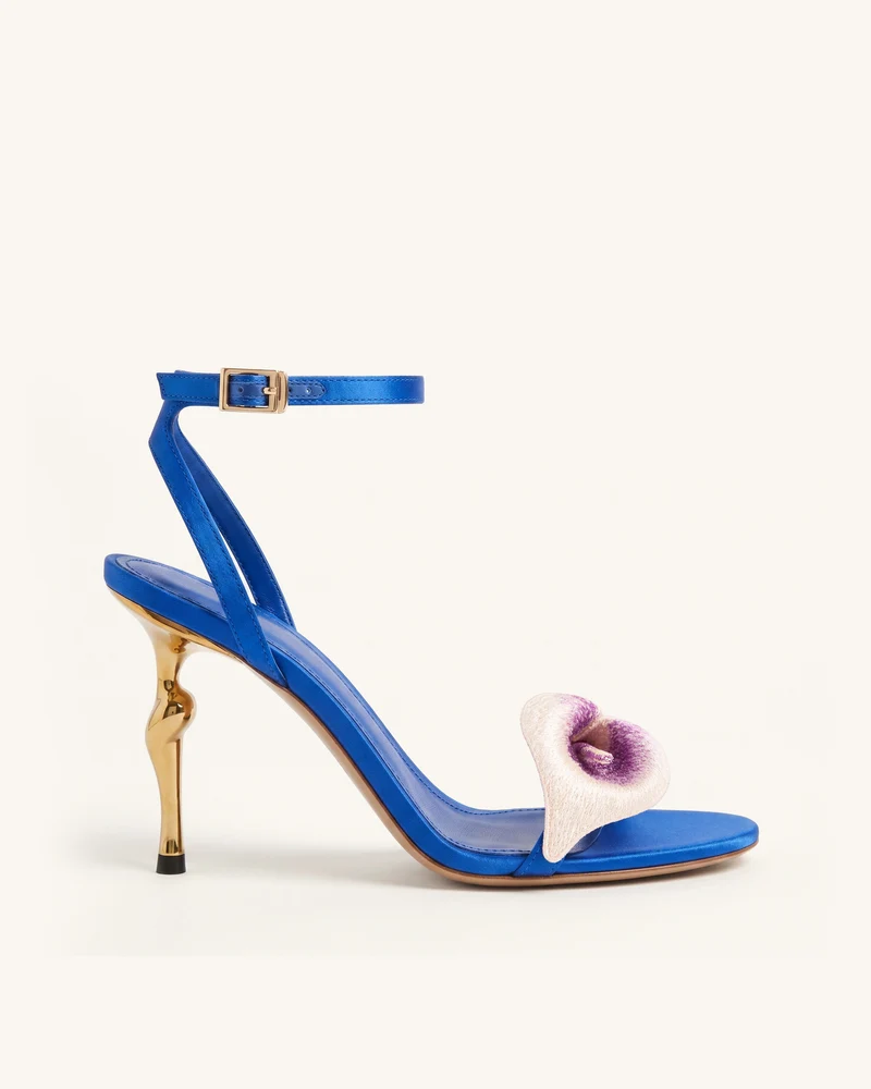 Alivia Sandales à talon en métal doré Calla Lily - Bleu roi