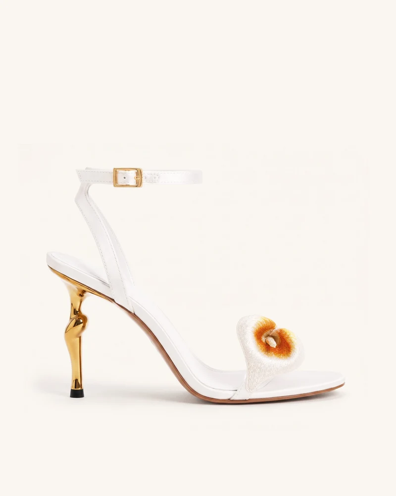 Alivia Sandales à talon en métal doré Calla Lily - Blanc