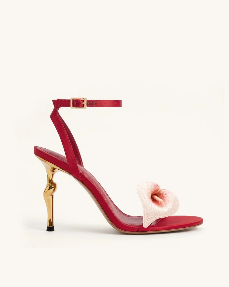 Alivia Sandales à talon en métal doré Calla Lily - Rouge