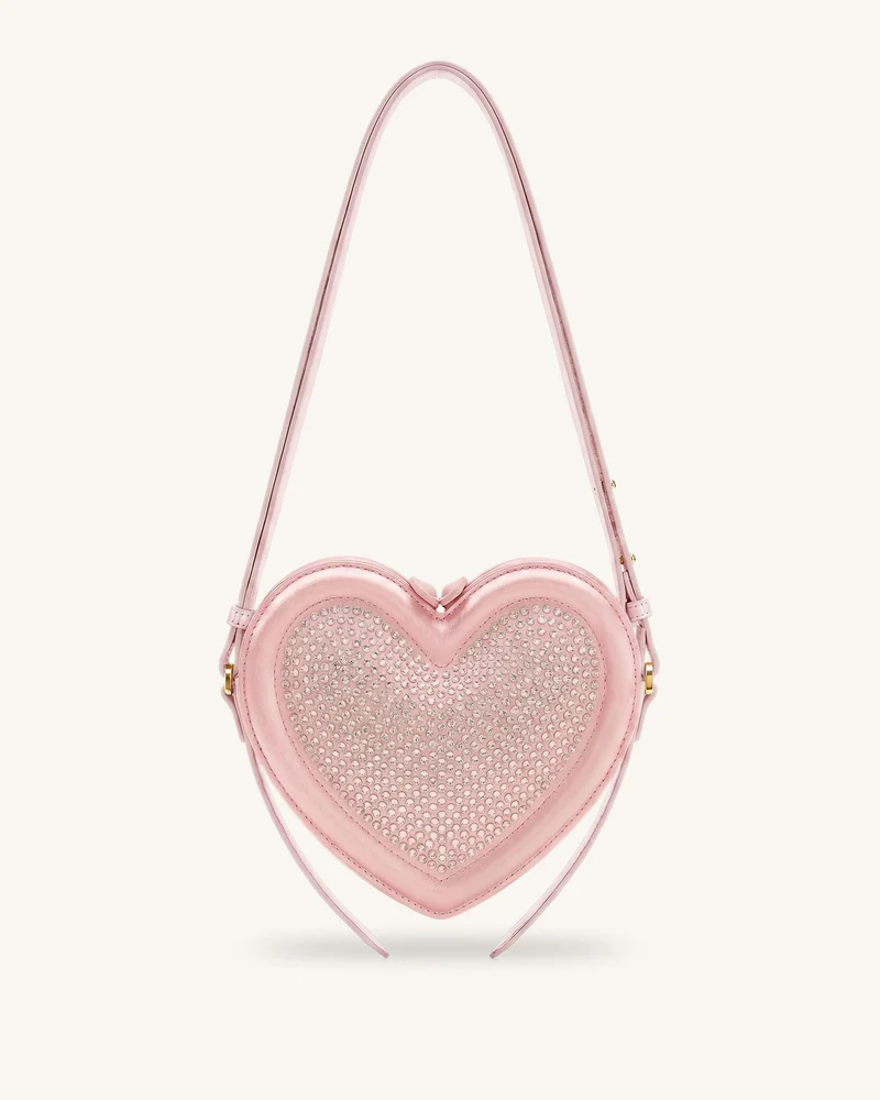 Arlene Sac bandoulière en forme de cœur avec cristaux artificiels - Rose clair