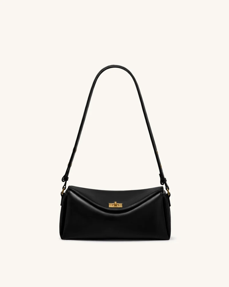 Lucia Sac porté épaule à rabat asymétrique - Noir