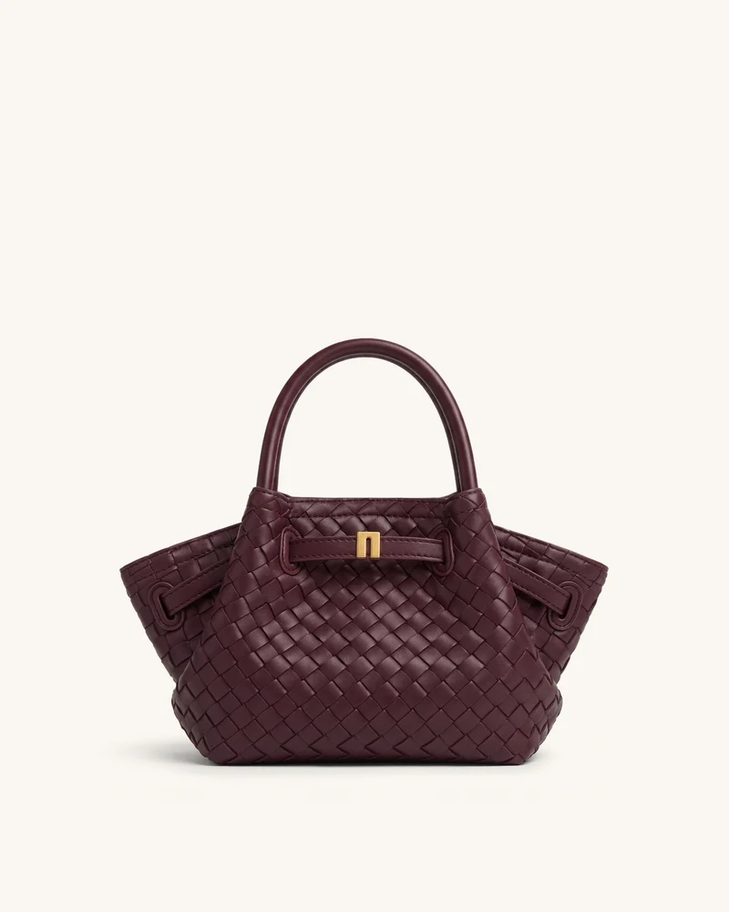 Hana Mini sac cabas tressé - Bordeaux foncé