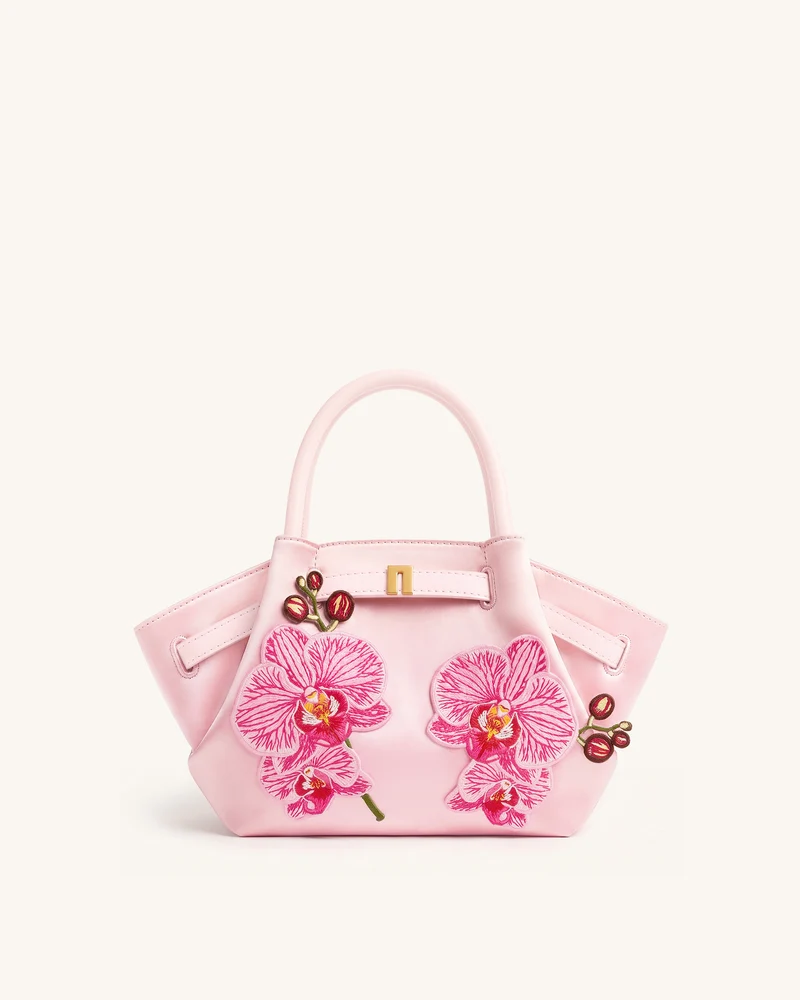 Hana Mini sac cabas brodé orchidée Phalaenopsis - Rose