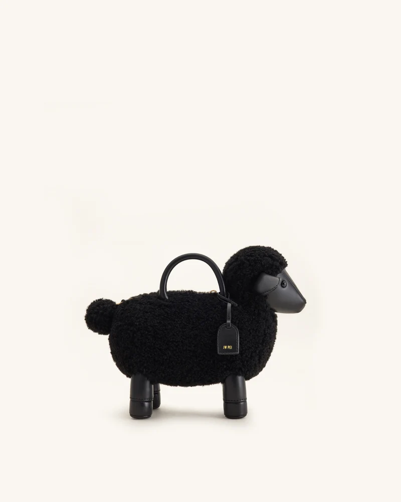 Luna Sac à poignée supérieure en mouton - Noir