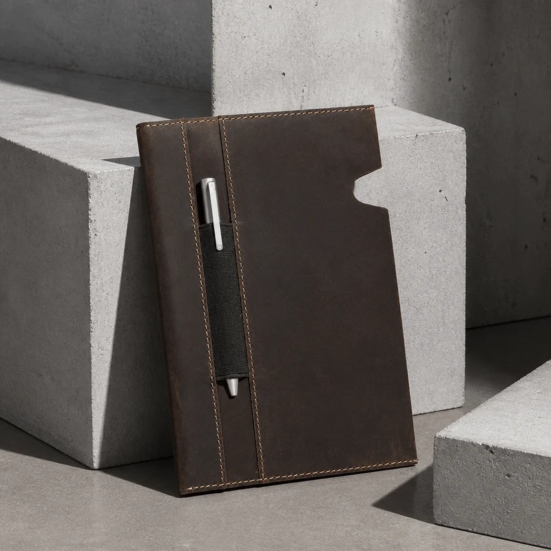 Porte-Document A5 en Cuir Marron, Étui à Carnet