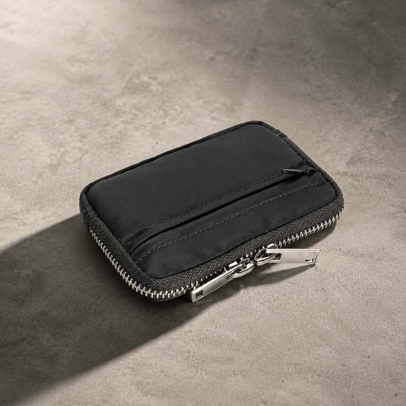 Porte-Monnaie Porte-Carte Homme Tissu Double Zip