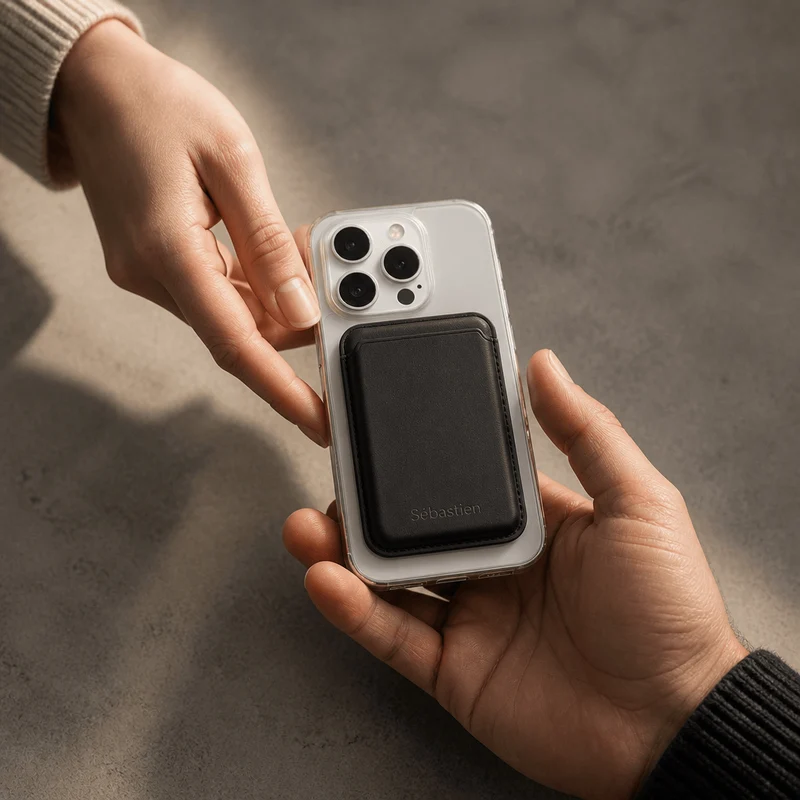 Porte-Cartes MagSafe Homme Personnalisé Gravé