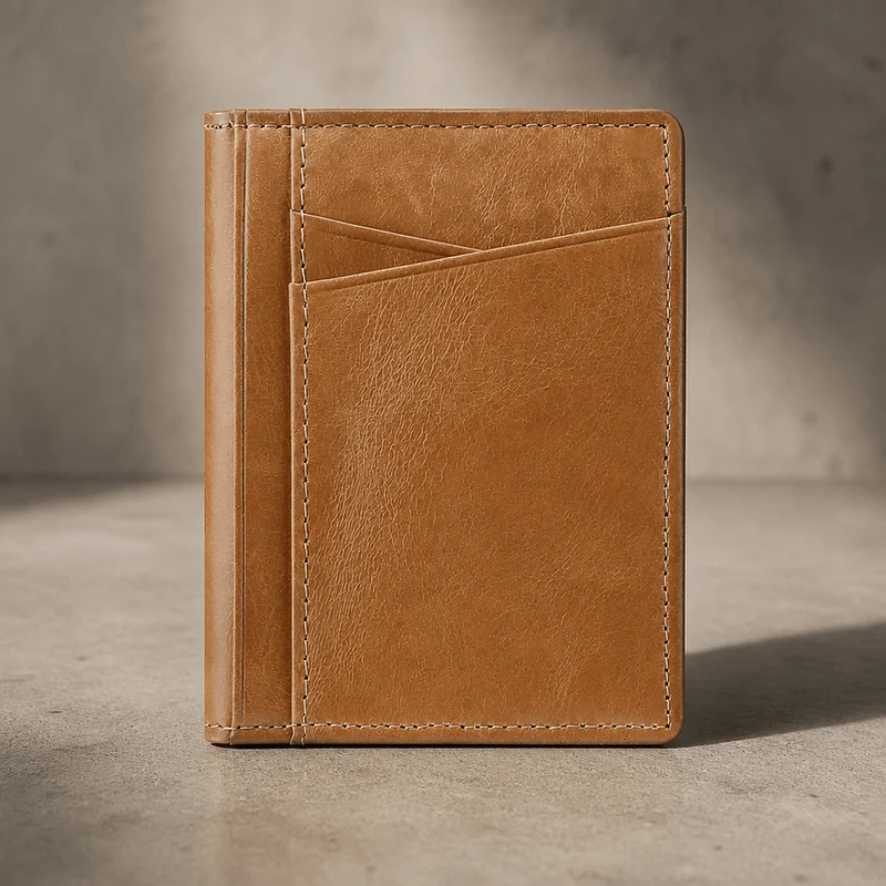 Porte-Cartes Homme Cuir Véritable Vertical à Poche Avant