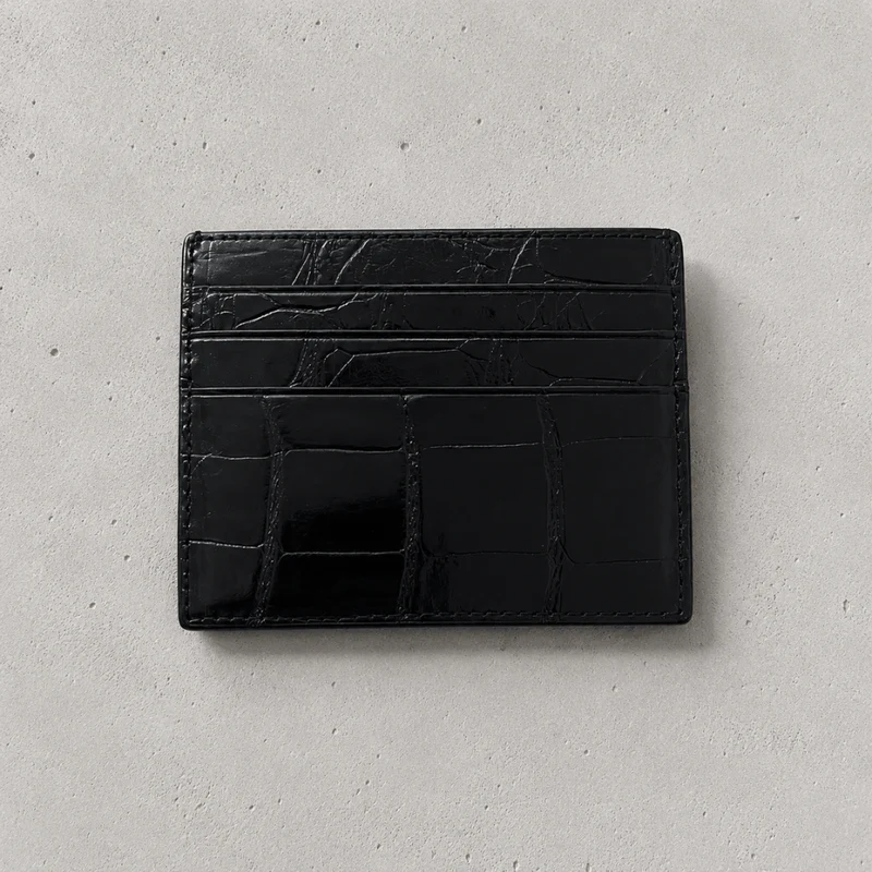 Porte-Cartes Homme Cuir Véritable Grain Crocodile