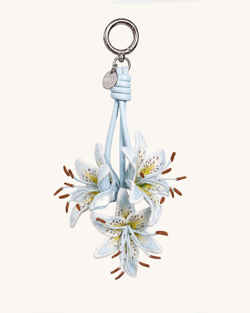 Bijou de sac fleur brodé en 3D - Bleu glace