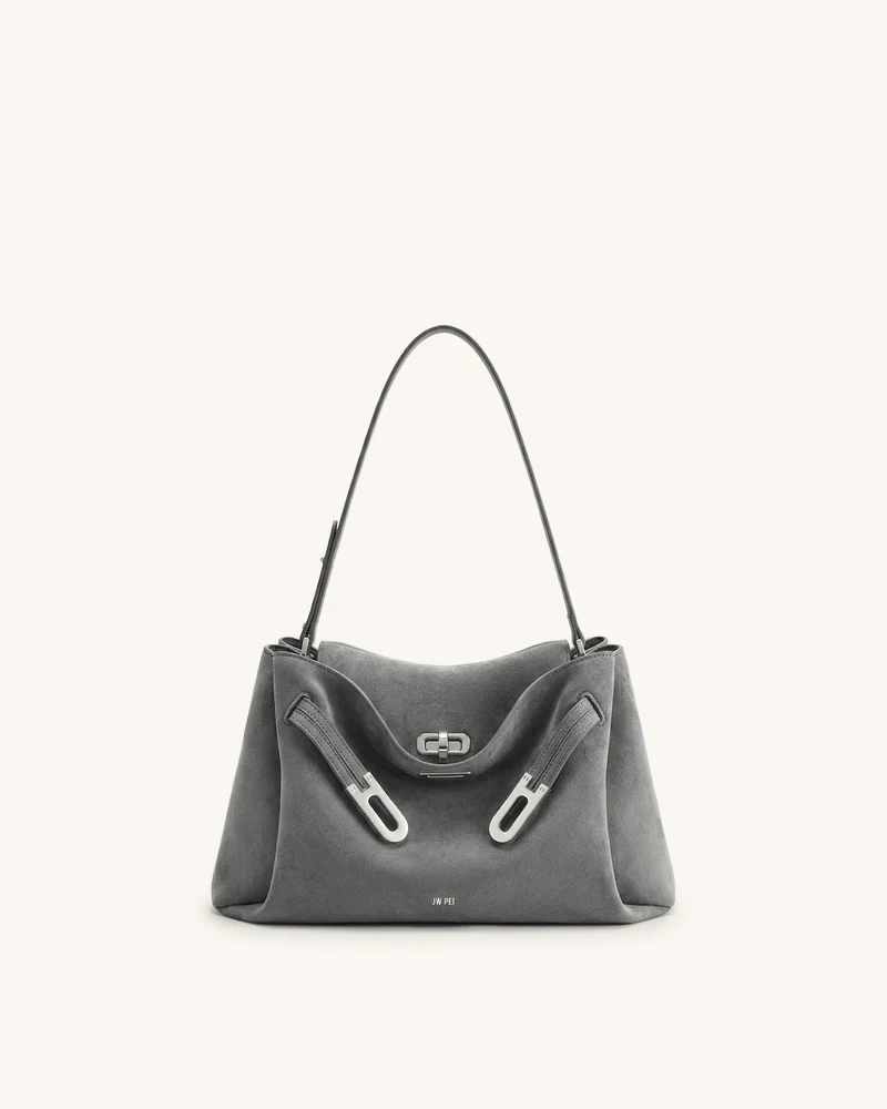 Rhea Sac à bandoulière à double boucle en suédine - Gris