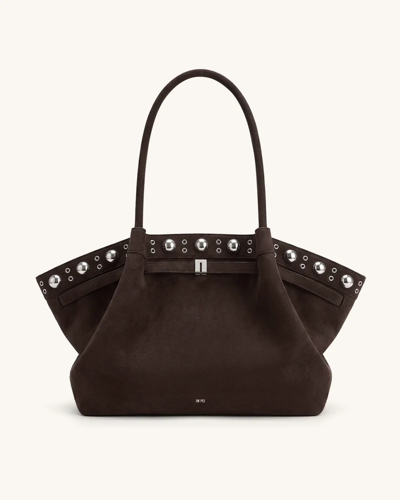 Hana Grand sac cabas en faux daim - Marron foncé