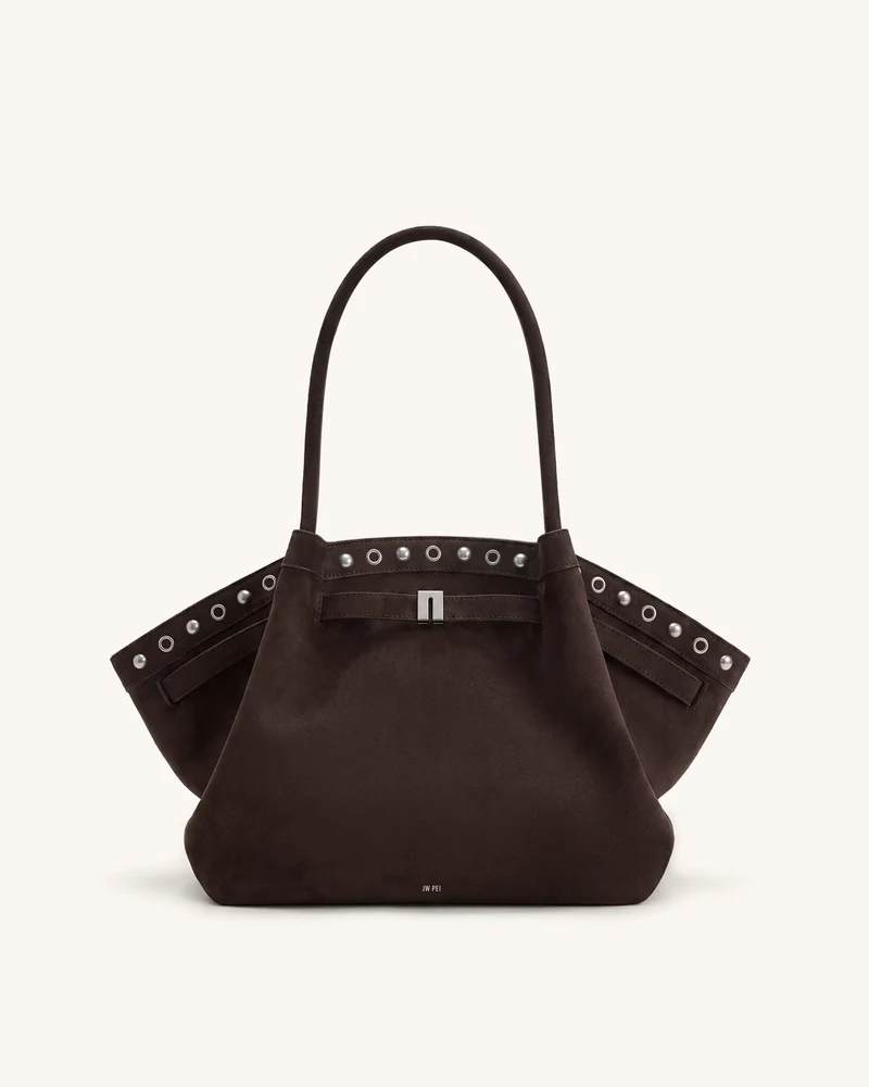 Sac cabas Hana en suédine - Marron chocolat foncé