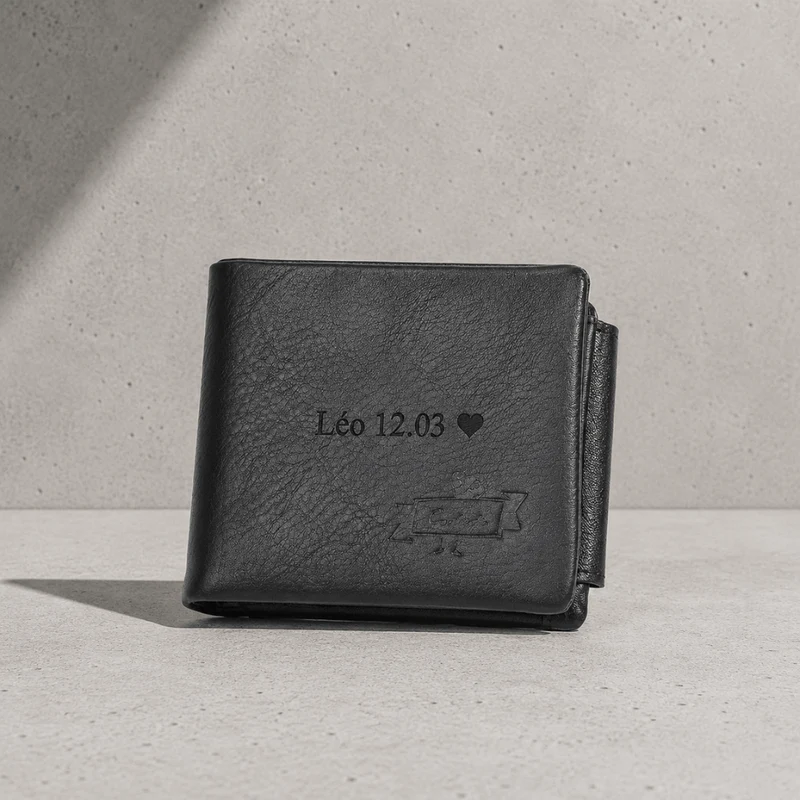Portefeuille Cuir Homme Personnalisé Compact Zippé