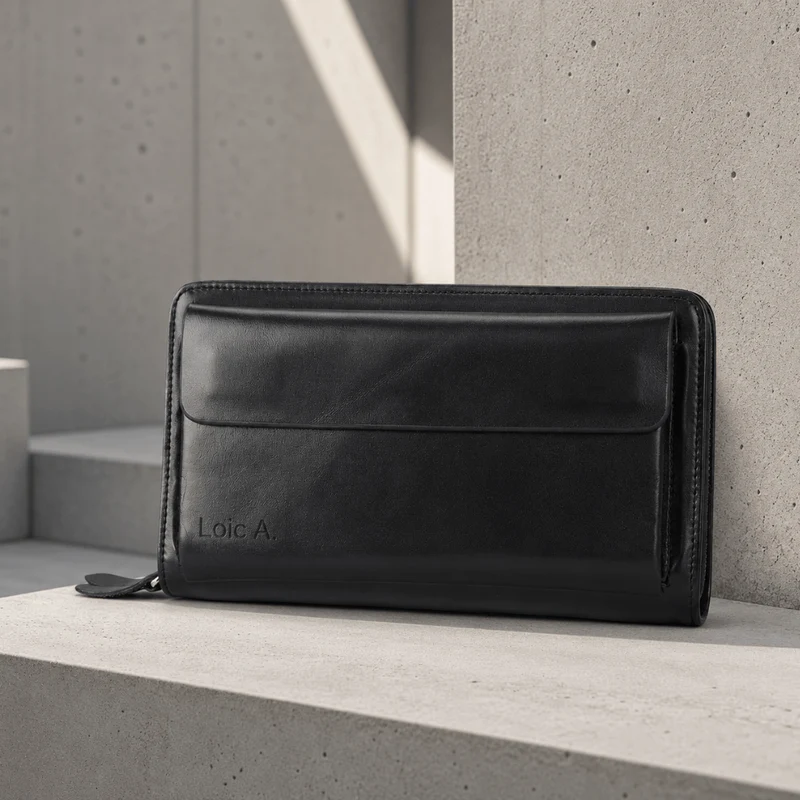 Grand Portefeuille Homme Cuir Véritable Personnalisé