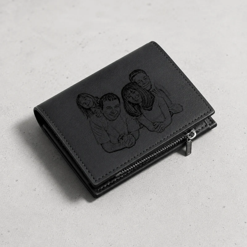 Portefeuille Homme Personnalisé Photo Gravée Zippé