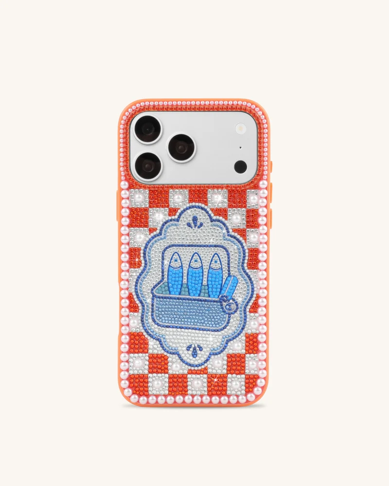 Coque de téléphone cristal artificiel sardines méditerranéennes - Orange