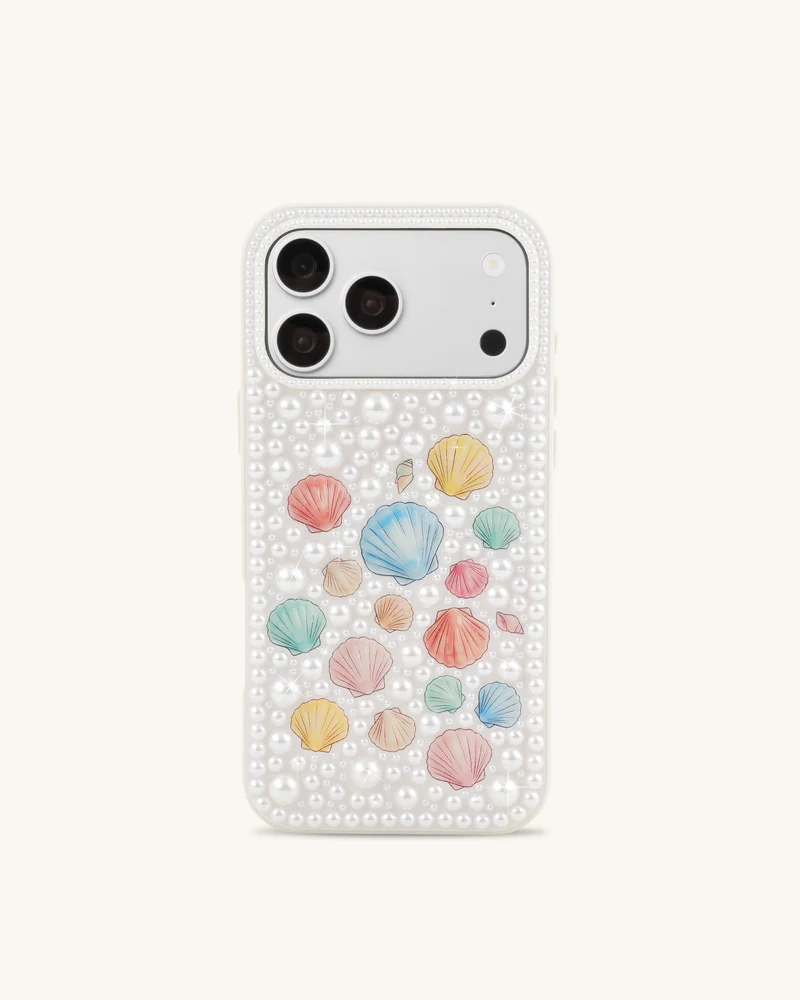 Coque de téléphone perle coquillage pastel - Blanc