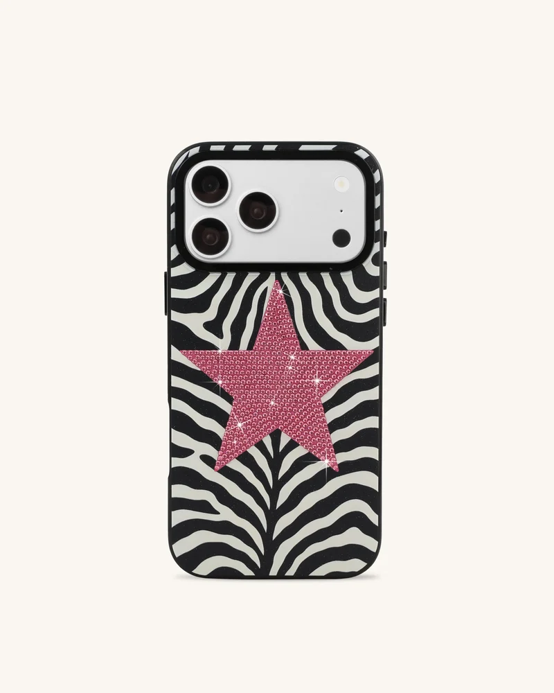 Coque de téléphone étoile zébrée - Noir