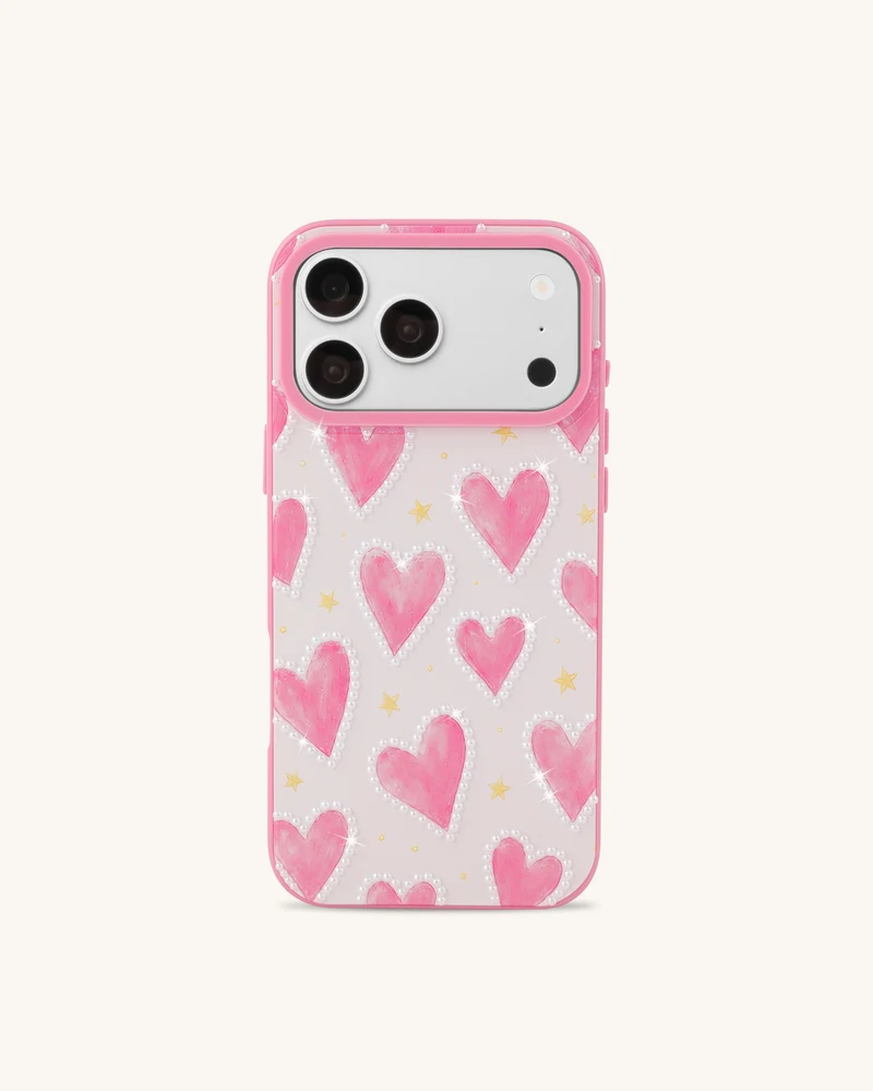 Coque de téléphone à motif cœur rose - Rose