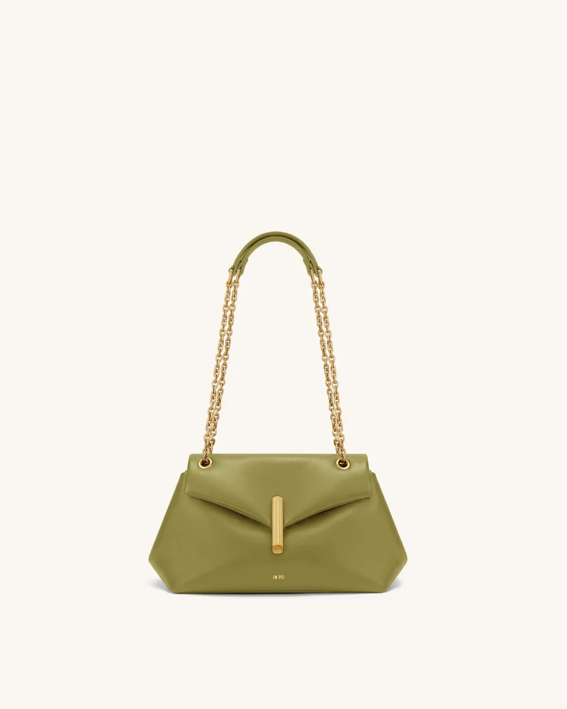 Valerie Sac porté épaule à rabat et chaîne - Vert olive