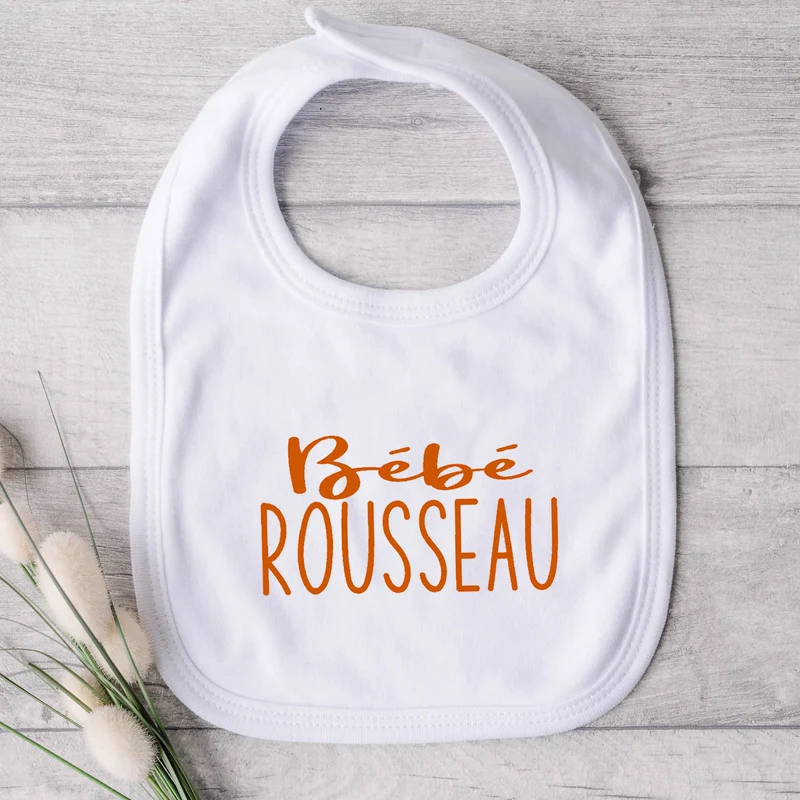 Bavoir pour bébé - Annonce Naissance - Bébé - NOM (majuscules)