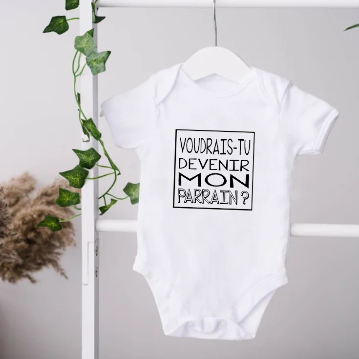 Cache-couche pour bébé - Voudrais-tu devenir mon parrain - Encadré