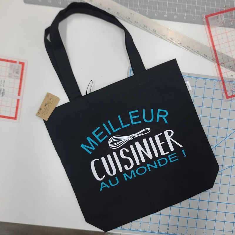 (CHOIX COULEURS & PROFESSION) Sac d'épicerie / Sac fourre-tout réutilisable et lavable - MEILLEUR CUISINIER - (Qui se roule pour le rangement)
