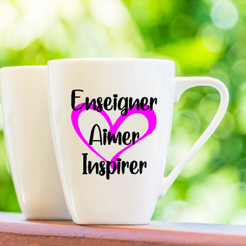 Décalque de vinyle - Enseigner - Aimer - Inspirer (Coeur)