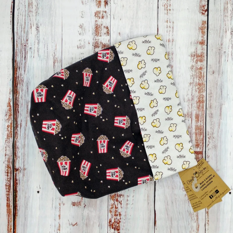Sac à pop corn réutilisable - Sac à maïs à éclater lavable - Va au micro-ondes / Transformable