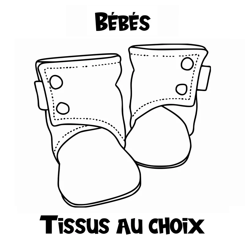 Pantoufles "Wrap" - Bébés - Hautes avec boutons à pression - TISSU AU CHOIX