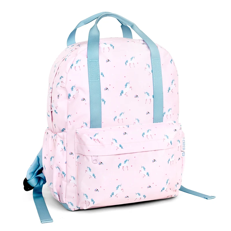 Execo - Sac à dos avec pochette à l'avant - Licorne - Rose