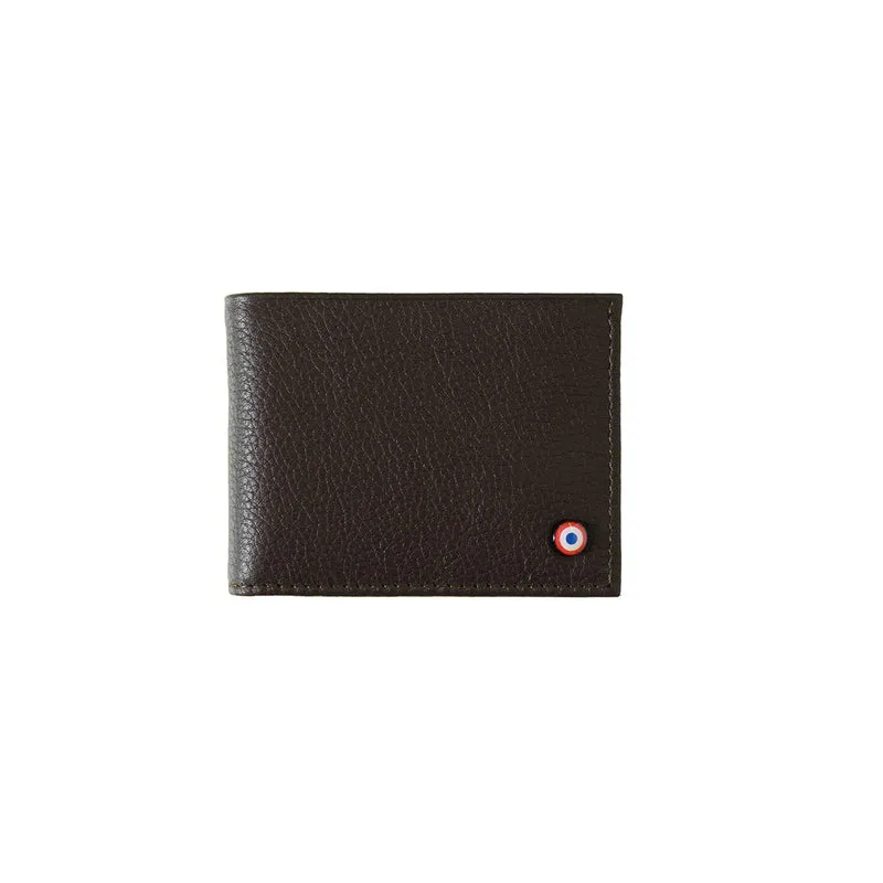 Anatole Cuir Grainé portefeuille RFID Terre Brunie