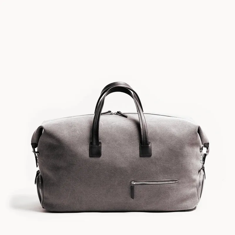 Sac de voyage Femme ~ REMINGTON ~ Toile Grise & cuir Noir