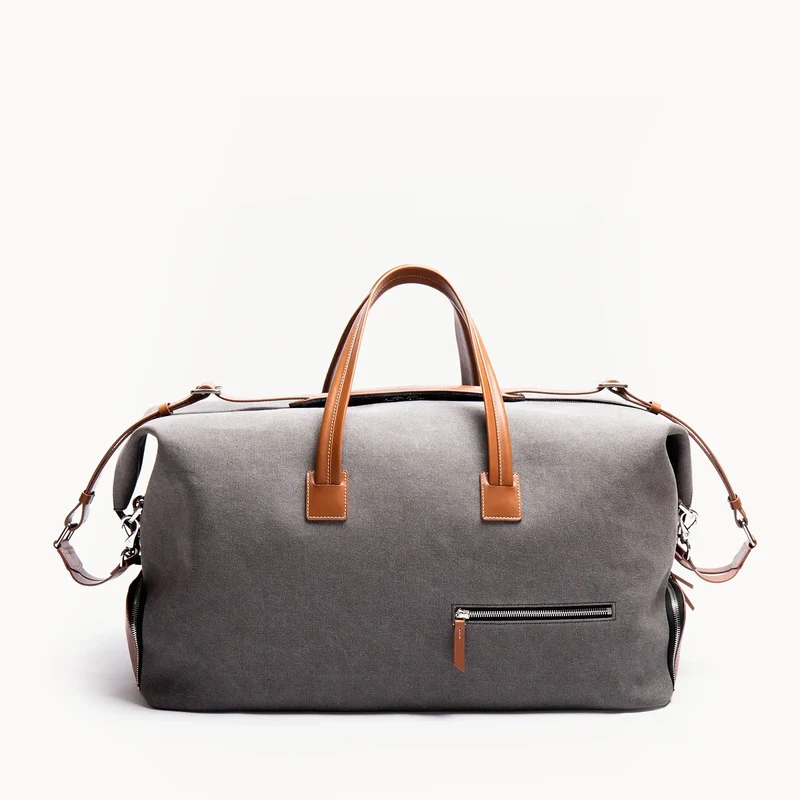 Sac de voyage Femme ~ REMINGTON ~ Toile Grise & cuir Cognac