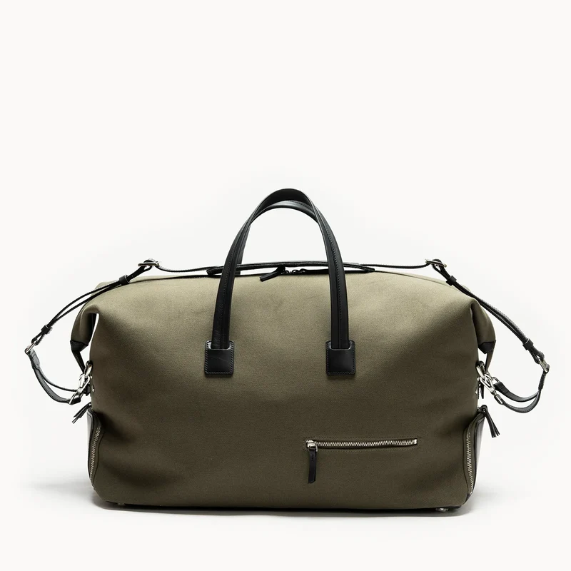 Sac de voyage Femme ~ REMINGTON ~ Toile Kaki & cuir Noir