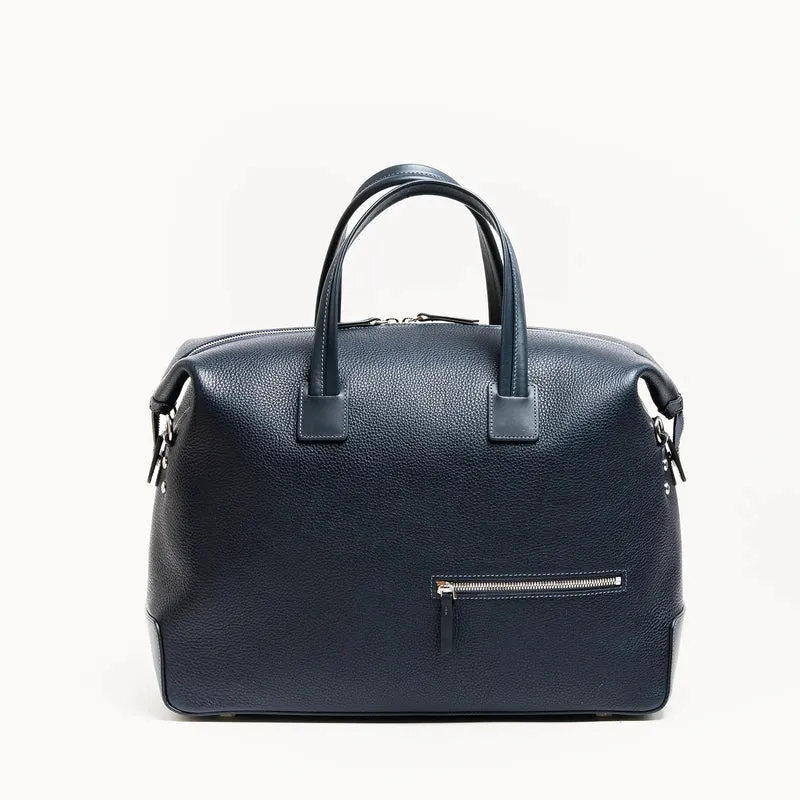 Sac de voyage 48h Femme ~ WESLEY~ Cuir grainé marine