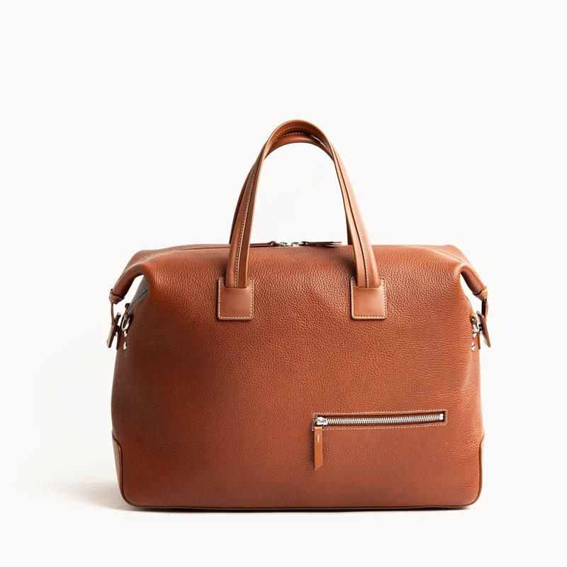 Sac de voyage 48h Femme ~ WESLEY~Cuir grainé cognac