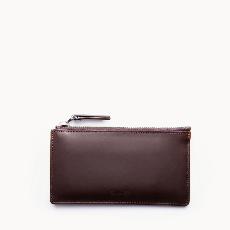 Portefeuille en cuir lisse ~ WINCH - MARRON