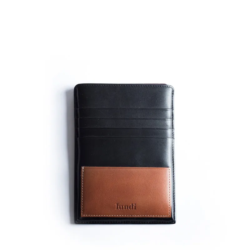 Porte passeport en cuir lundi | FLETCHER Noir & Cognac