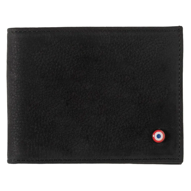 Arthur Cuir de Poisson et Cuir Nubuck Portefeuille Italien Noir c'est Noir Personnalisé
