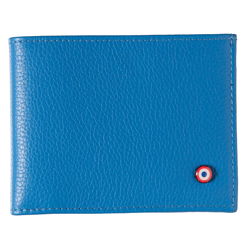 ARTHUR 2.0 Cuir Grainé Portefeuille Italien Ciel Bleu Personnalisé