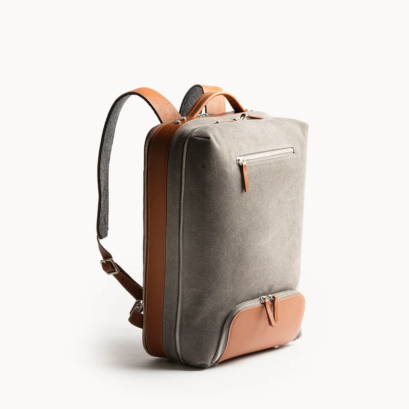 Sac à dos de voyage ~ ANTOINE II - GRIS & COGNAC