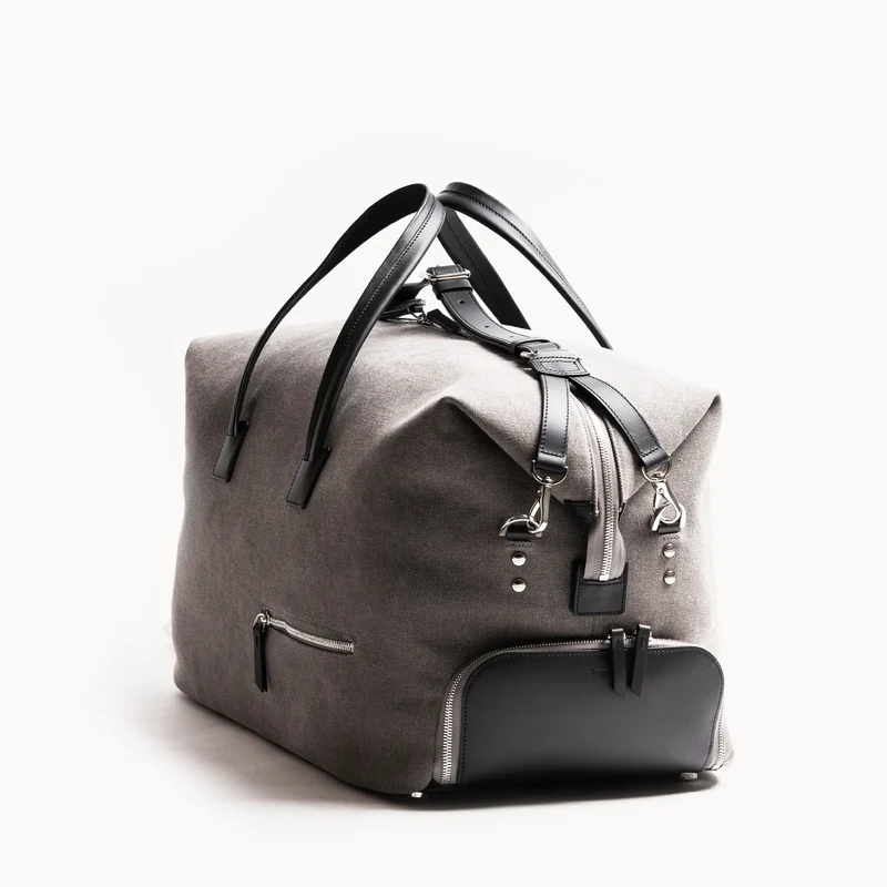 Sac de voyage ~ REMINGTON ~ Toile Grise & cuir Noir