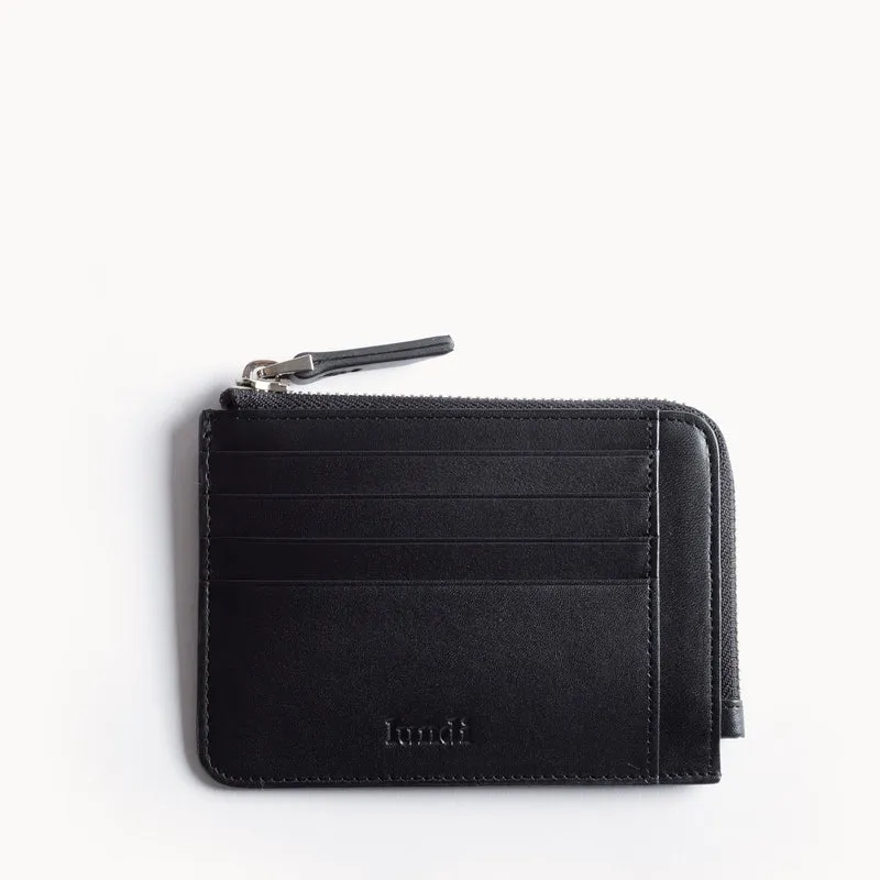 Portefeuille en cuir lisse ~ WALDO - NOIR